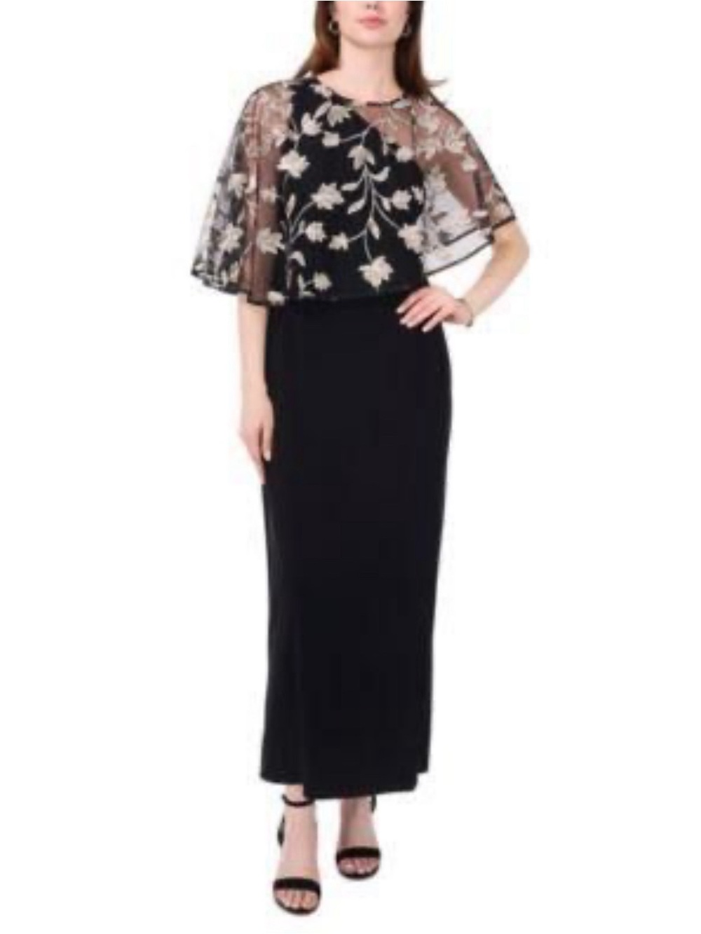 NWT MSK Women’s Maxi Skirt Sheer Floral Overlay
